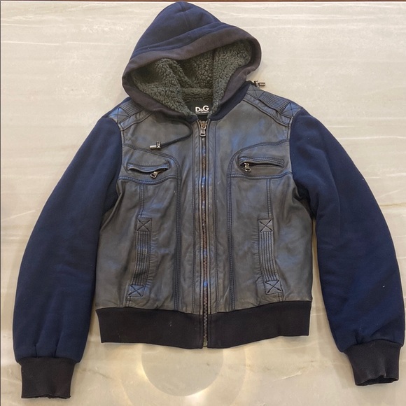 D&G Blue and Black Hooded Jacket